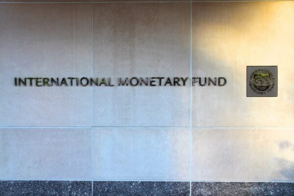 Signage at the International Monetary Fund headquarters in Washington, D.C.