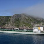 A crude oil tanker under way at sea