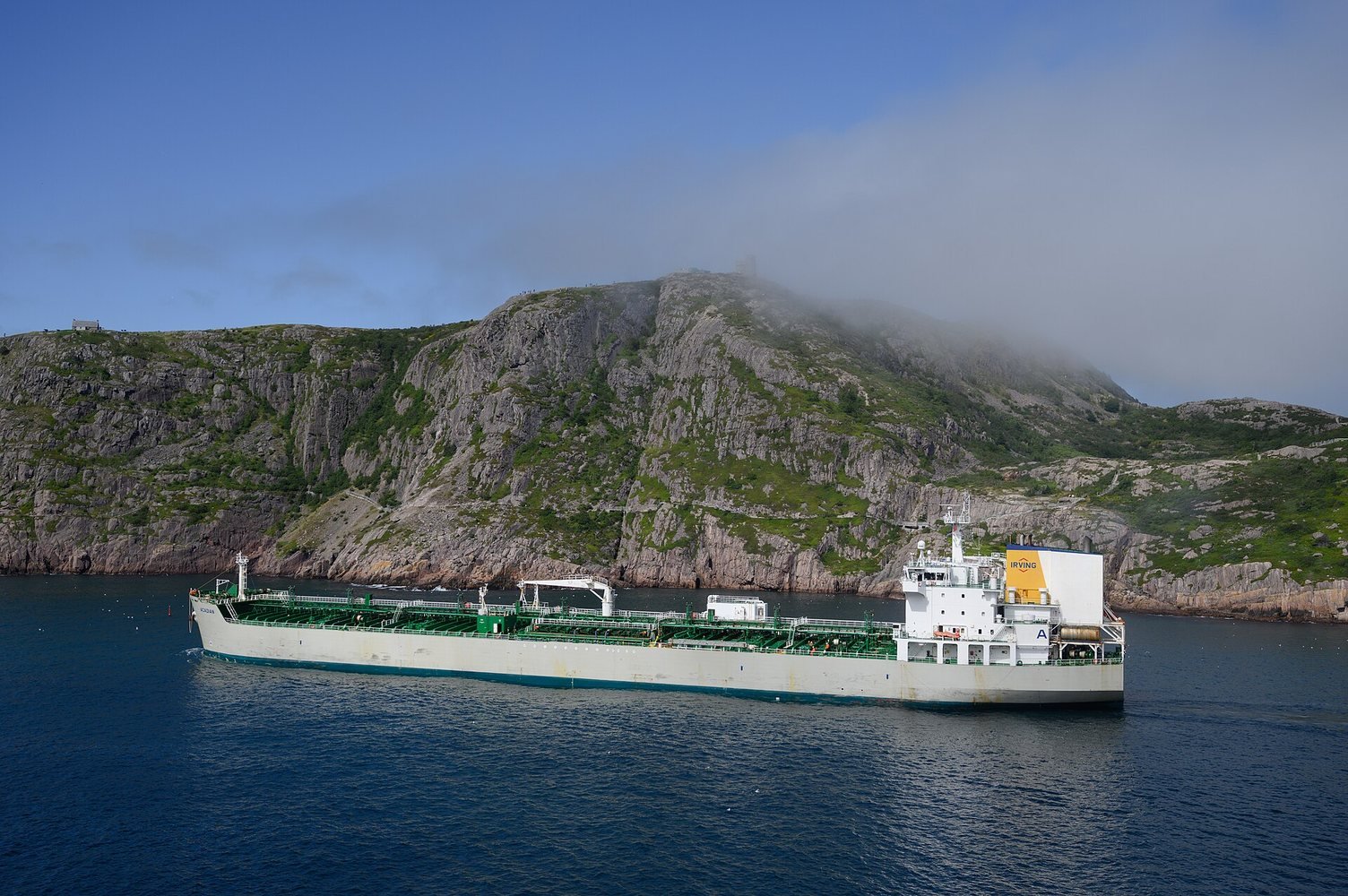 A crude oil tanker under way at sea