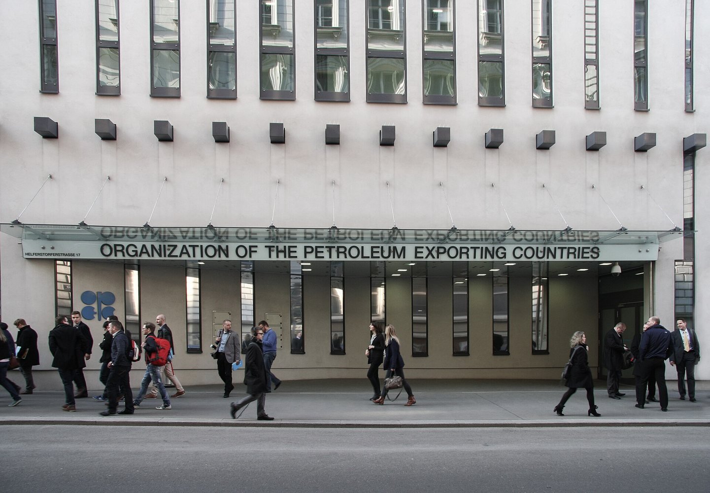 Entrance to the OPEC Secretariat headquarters in Vienna, Austria