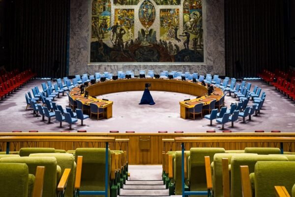 US France UN Security Council walkout: Empty United Nations Security Council chamber at UN Headquarters in New York